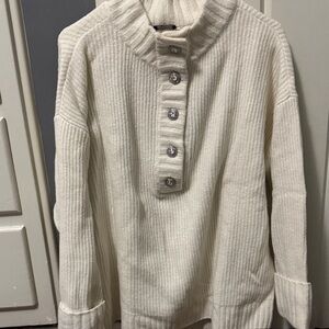 Talbots Cream Ribbed Knit Sweater Size 1X